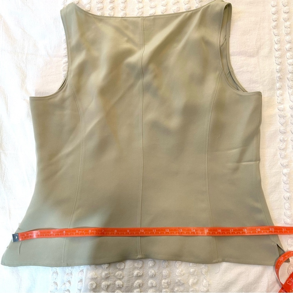 Talbots women’s Tan Cream 100% Silk Sleeveless Blouse Sz 14 - Picture 14 of 16